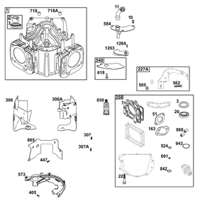 Cylinder Group Diagram and Parts List for 40N877-0070-B5  Briggs and Stratton Engine